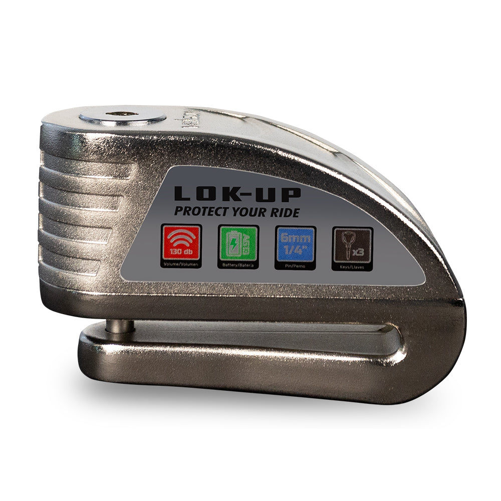 LOK UP - LOK UP ALARM LOCK 6mm130dB SILVER - Shark Leathers