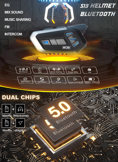 SCS S13 Bluetooth Intercom, Back | Shark Leathers