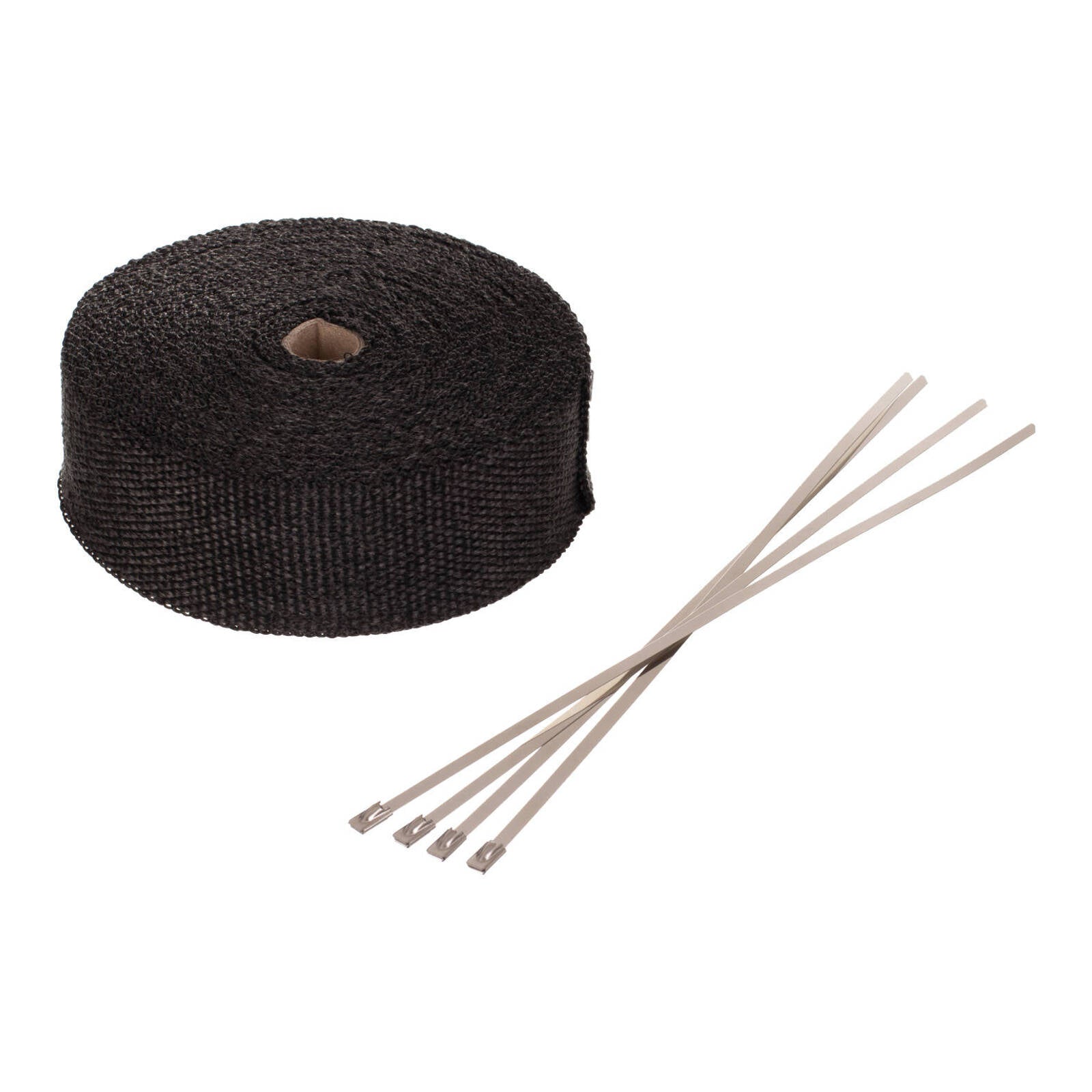 WHITES EXHAUST WRAP BLACK 50mm (15m ROLL) - WITH 4 S/S TIES