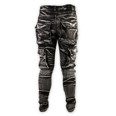 Shark Ladies Distressed Super Stretch Cargos, Side View | Shark Leathers